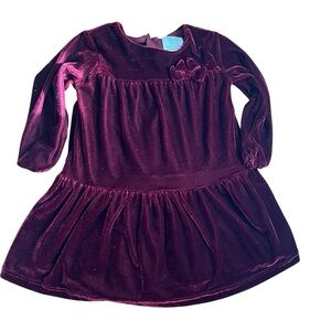 Carter’s Baby Girl Toddler Sz 18m Burgundy Velvet Velour Long Sleeve Dress